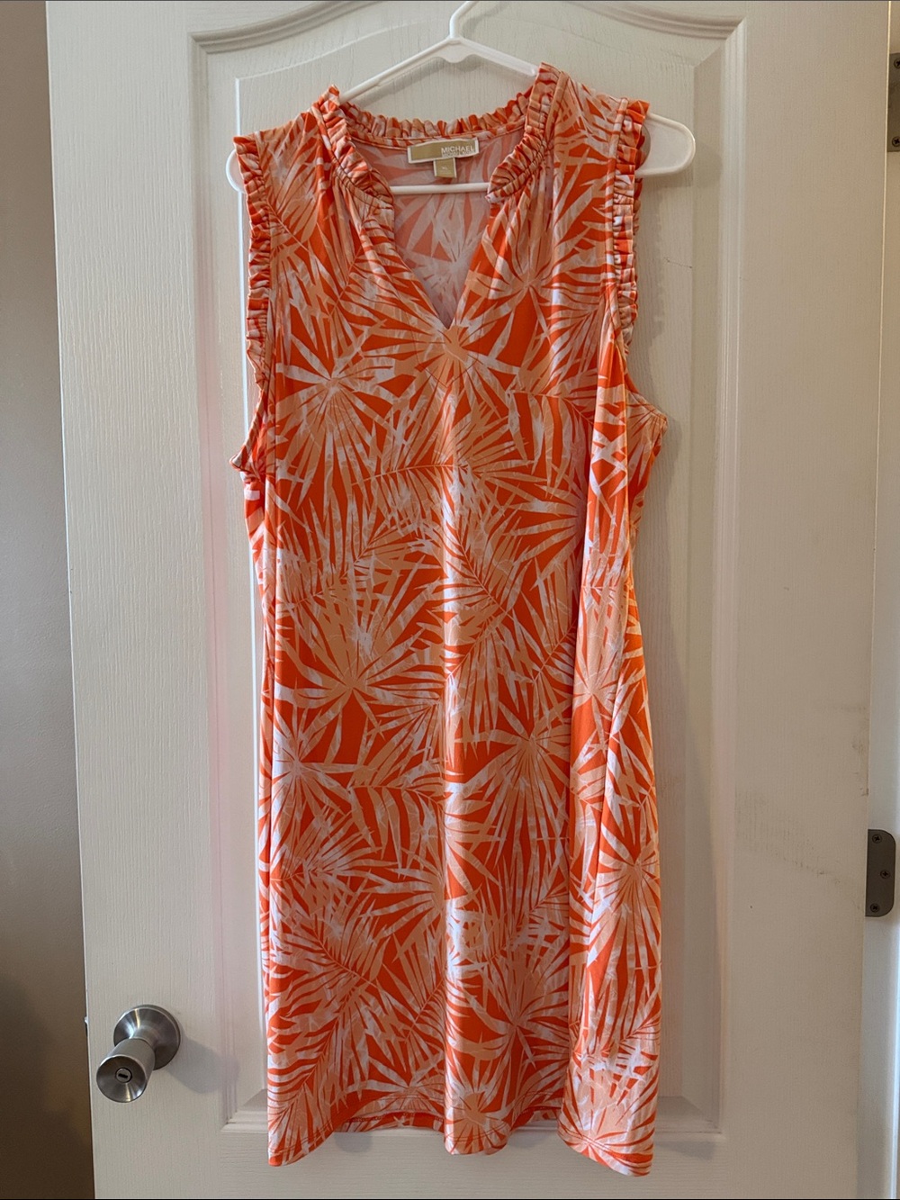 Michael Kors Tropical Orange & White Sleeveless Shift Dress